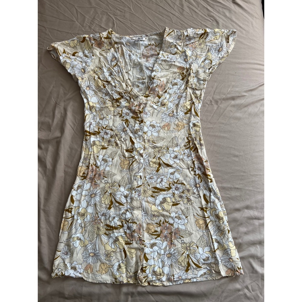 Amuse Society XS Retro Floral Button Front Mini Dress Boho